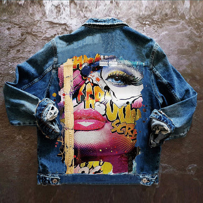 PRETTY GIRL PRINT DENIM JACKET