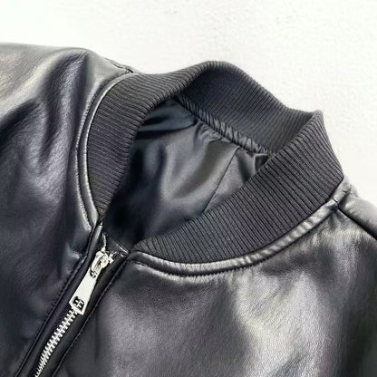 AVIATOR ZIPPER LEATHER JACKET