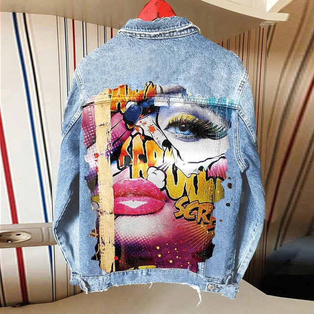 PRETTY GIRL PRINT DENIM JACKET