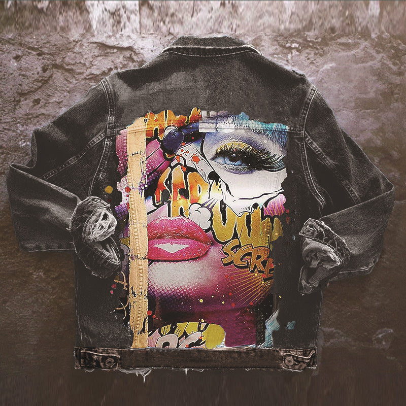 PRETTY GIRL PRINT DENIM JACKET