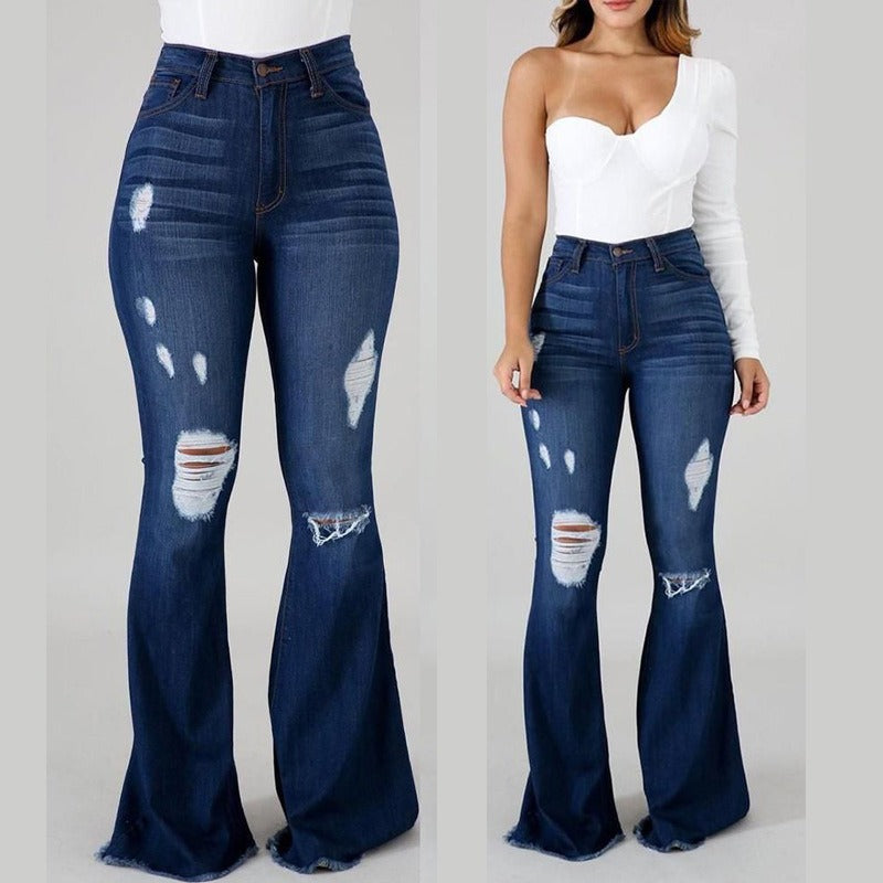 HIGH WAIST FLAIR DENIM JEANS