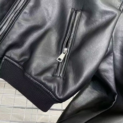 AVIATOR ZIPPER LEATHER JACKET