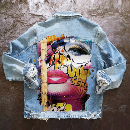 PRETTY GIRL PRINT DENIM JACKET