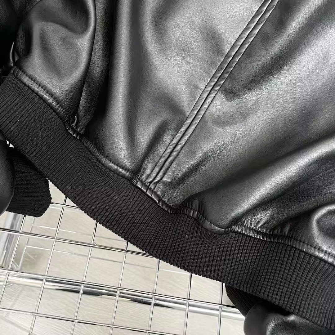 AVIATOR ZIPPER LEATHER JACKET