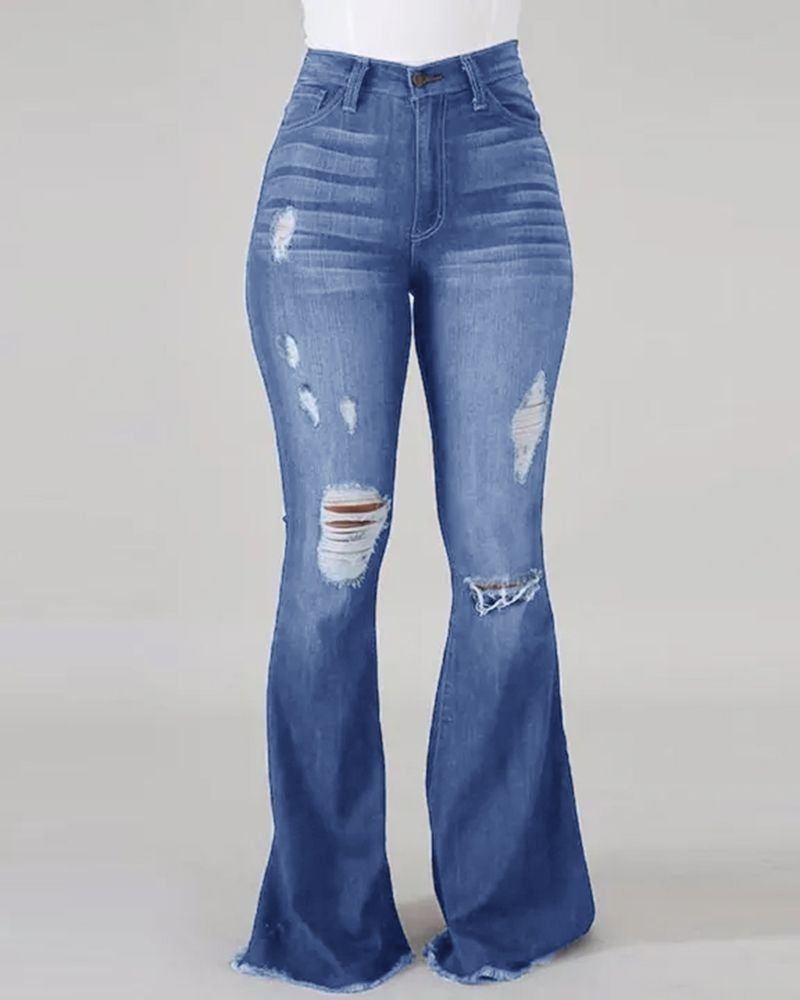 HIGH WAIST FLAIR DENIM JEANS