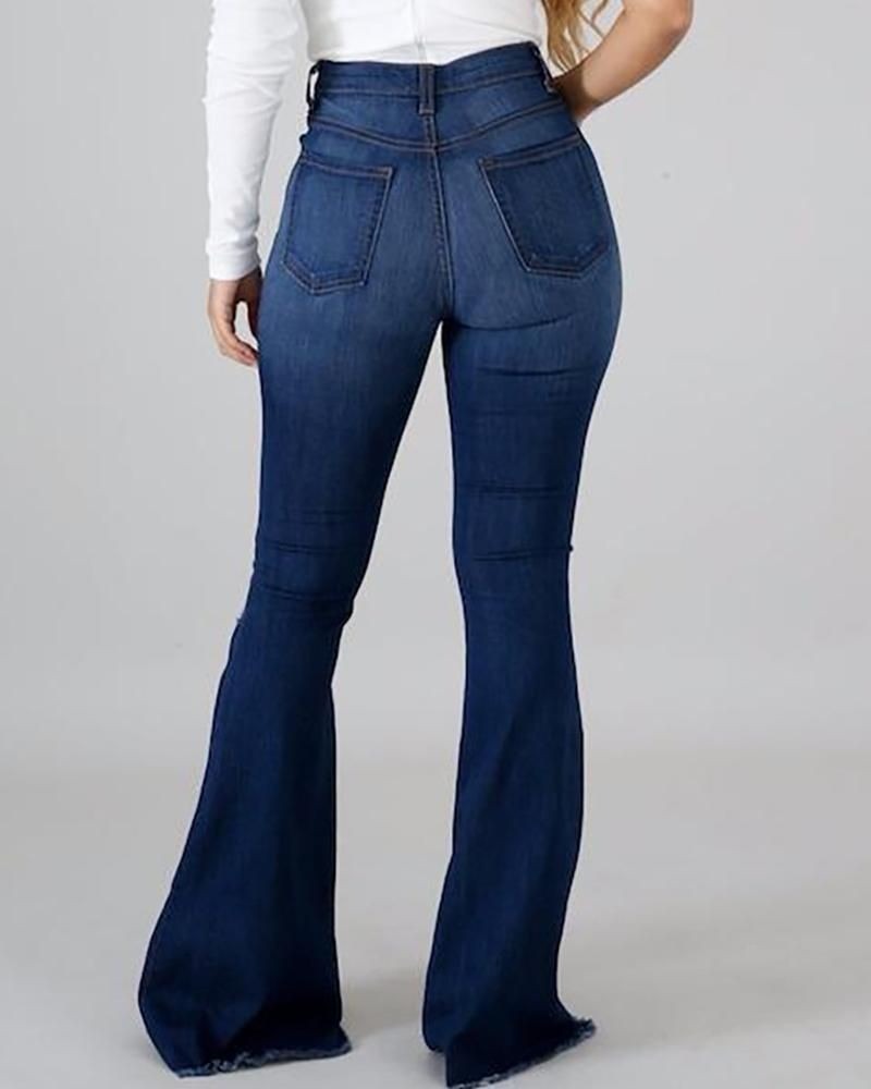 HIGH WAIST FLAIR DENIM JEANS