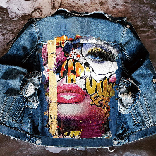 PRETTY GIRL PRINT DENIM JACKET