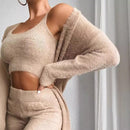 KNITTED PLUSH THREE PIECE SET